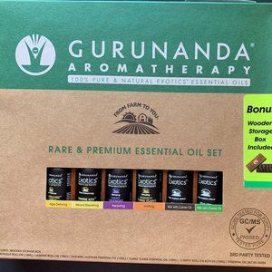 - Gurunanda Essential Oil Set with Wooden Box NEW